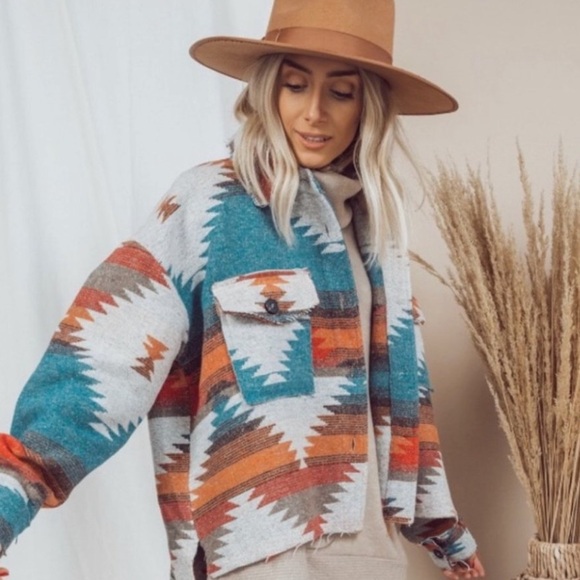 Southwest / Aztec Style Oversized Flannel Jacket NWOT - Picture 12 of 15